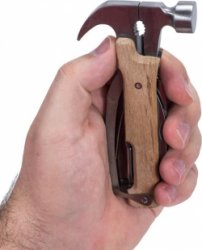 Kikkerland Multitool hamer - 10 in 1- Platte schroevendraaier - Flesopener - Ruimer - Zaagblad - Vijl - Mes - Kruiskop schroevendraaier - Tang - Draadknipper - Cadeau man
