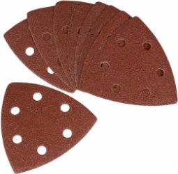 FERM - PSA1033 - Delta - Schuurvellen - P80 - 10 stuks - Met - Klittenbandrug - Stofgaten - Afmeting - 90x90mm - Universeel - Zeer geschikt voor - DSM1009 - Deltaschuurmachine - OTM1005 - OTM1006 - Multitool - Schuurpapier driehoek - Delta