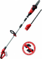 Einhell Accu Tuin-Multitool GE-HC 18 Li T Kit - Power X-Change - 18 V/3.0 Ah/Li-Ion - Zwaardlengte kettingzaag: 200 mm - Bladlengte heggenschaar: 450 mm - Tandafstand: 16 mm - Excl. accu en lader