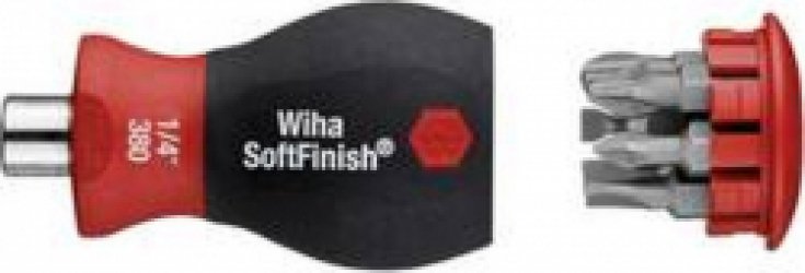 Wiha Schroevendraaier met bitmagazijn magnetisch TORX® met 6 bits, Stubby, 1/4 - 33743