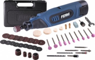 FERM - CTM1016 - Accu Combitool - Roterende Multitool - 12V - 1.5Ah - Li-Ion - Variabele snelheid - Inclusief - 45 Accessoires - Spansleutel - Spantangen - Oplader - Opbergkoffer