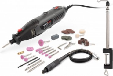 Powerplus POWE80060 Roterende multitool - Multifunctioneel gereedschap - 135W - Roterend - Variabele snelheid - Incl. Statief, slang, 40 accessoires en gereedschapskoffer