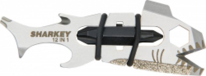 RVS Sharkey 12-in-1 Mini Survival Multitool Sleutelhanger Roestvrijstaal Lichtgewicht Survivaltool