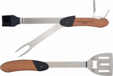 Gentlemen's Hardware Multitool Bbq 29,5 X 9 Cm Hout/rvs Zilver