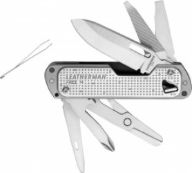 Leatherman Free T4 Zakmes - 12 functies - RVS/Zilver - Veiligheidsclip
