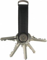 Valenta Sleutelhouder - Key Organizer - 2-7 sleutels - D ring - Leer - Zwart met grijs stiksel