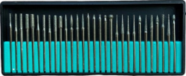 Frezensets 30-delig – Multitool accessoiresset – Accessoires voor multitool – Diamant Frezensets ø2,23 mm – Stiftrezensets – Graveerstiften diamant set 30-delig – Lengte 45 mm – Zilver