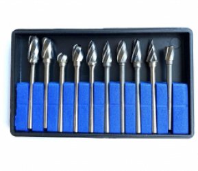 Frezensets – Set van 10 frezen – Mini frezenset van Wolfaamcarbide ø 3,00 x 6,00 C mm – Multitool accessoiresset geschikt voor Dremel multitools