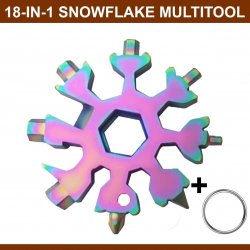18-in-1 Sneeuwvlok Multitool - Ringsleutel - Inbussleutel - Schroevendraaier - Flesopener - Mesje - Snowflake - Sinterklaas - Kerst - Cadeau Tip - Parelmoer / Kleurrijk