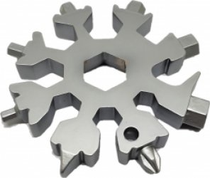 Ralfos Snowflake Multitool - Zilver - RVS - Sneeuwvlok Multitool - Cadeau - Sleutelhanger - Gereedschap - 18-in-1 multi-tool - Ringsleutel - Cadeau tip