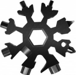 18-in-1 Sneeuwvlok Multitool - Ringsleutel - Inbussleutel - Schroevendraaier - Flesopener - Mesje - Sinterklaas - Kerst - Cadeau Tip - Sleutelhanger - Zwart