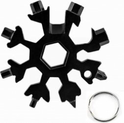 DW4Trading 19-in-1 Multitool - Sneeuwvlok - Gereedschap - Sleutelhanger - Schroevendraaier - Zwart