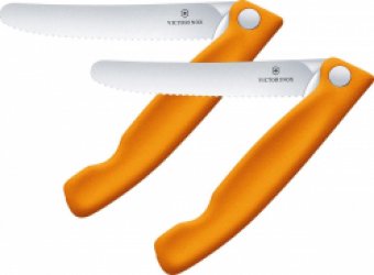 Victorinox Swiss Classic 2-delige Inklapbare Tomatenmessenset/Schilmessenset - 11 cm - Oranje - Gekarteld