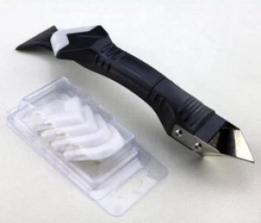 Medilon 3 in 1 Kit Verwijderaar Met RVS Schraper Inclusief Afstrijkrubber Set – Kitspatel – Kitmes – Kitstrijker – Voegstrijker – Kit Schraper – Multitool Voor Het Verwijderen en Afwerken Van Kit Naden