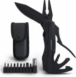 14 in 1 Multitool Survival Zakmes - Zakmessen - Inclusief Draagetui & 9-Delige Bit Set -Zwart