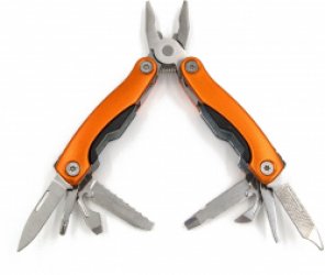 Mini Multitool Tang, 10 in 1 combinatietang met zakmes. Incl. etui. Oranje