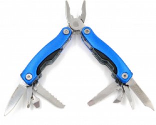Mini Multitool Tang, 10 in 1 combinatietang met zakmes. Incl. etui. Blauw