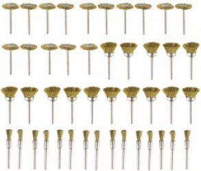 Mini metaalborstelset - Metaalborstels - Mini staalborstels - Messingdraad - Mini komborstels - 45 delig - ø ⅛ inch (3mm) - 3 vormen