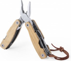 Multitool - Gereedschap - Messen - Bladen - Schroevendraaiers - Vijlen - Openers - Tangen - 12 Functies - RVS - Bamboe - bruin