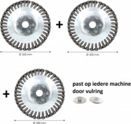 Universele onkruidborstel per 3 - 20CM - max. toerental 10.000 p/m - onkruid verwijderen - onkruidverwijderaar - tuingereedschap - onkruidborstel bosmaaier - opzetstuk - SET