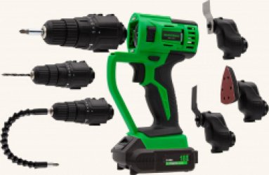 Hammersmith MultiTool Set - 18V - roterend en oscillerend Accu-Multitool - boor, snijden, zagen, schaven en schuren - grote accessoireset en koffer