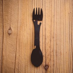 Ikgaopavontuur Reisbestek Spork (Aluminium / RVS) - lichtgewicht bestek to go set - lepel, mes en vork in één multitool reisbestekset