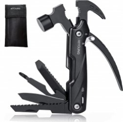 HIYOUNG Cadeaus voor mannen, multifunctionele gereedschapshamer, 12-in-1 handenarbeidshamer, vaderdaggeschenk, multitool camping, met mes, zaag, geschikt voor kamperen, reparaties/wandelen