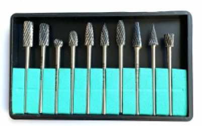 Frezensets – Set van 10 frezen – Mini frezenset van Wolfaamcarbide ø 2,35 x 5,00 mm – Multitool accessoiresset geschikt voor Dremel multitools