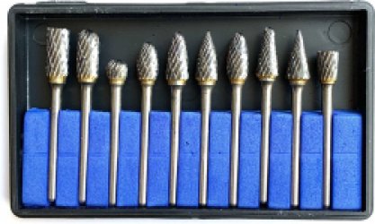 Frezensets – Set van 10 frezen – Mini frezenset van Wolfaamcarbide ø 3,00 x 6,00 mm – Multitool accessoiresset geschikt voor Dremel multitools
