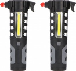 Duopack all-in-1 auto multitool - Waarschuwingslicht - Noodhamer - Gordelsnijder - 2 stuks