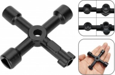 PD® - Universele 4 weg - Schakelkastsleutel / Paaltjessleutel - Universele multi vierkant / driehoek sleutel - Universele 4 weg sleutel voor gas, elektra en watermeter kasten-  zwart
