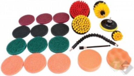 Borstel set voor de boormachine - 21 delig - Poetspads - SATRA