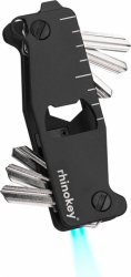 Rhinokey® - Sleutelhangers Sleutel Organizer 100% Titanium 10+ Multitool met Lampje - Houder 1 tot 10 Sleutels Zwart