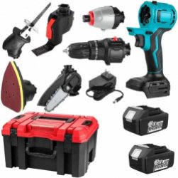 Multitool set 18v - boormachine - schuren - reciprozaag - kettingzaag - 6in1- werkt ook op 18v Makita Accu