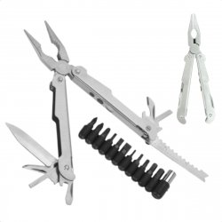 Cheqo® Multitool 25-in-1 Outdoor Toolkit - Zakmes, Schroevendraaier, Tang, Flessenopener, Bits - RVS - 16cm - Met Opbergtasje