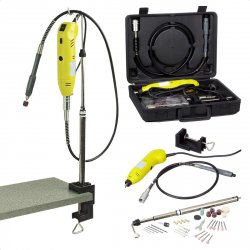Cheqo® Roterende Multitool Set - Roterend Boren - Slijpen - Frezen - Schuren - Polijsten Set - 80 delig - 130W - 8000-30000 TPM - Inclusief Tafelklem & Flexibele As - Met Gereeedschapskoffer