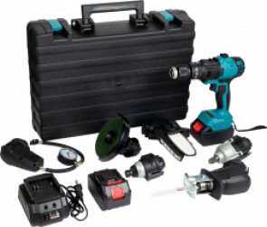 Schwarzmann® 7 In 1 Accuboormachine - Multi Accu Boormachine Set - Eenvoudig Koppen Verwisselen - Schroefboormachine Met 2 x 24V Accu - Opbergtas