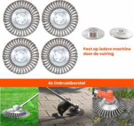 Kibani Universele onkruidborstel per 4 - 15CM - max. toerental 10.000 p/m - onkruid verwijderen - onkruidverwijderaar - tuingereedschap - onkruidborstel bosmaaier - opzetstuk - SET