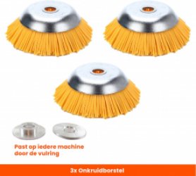 Kibani nylon universele onkruidborstel - 20 cm - per 3 - inclusief vulring - onkruidverwijderaar – bosmaaier - tuingereedschap