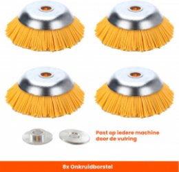Kibani nylon universele onkruidborstel - 20 cm - per 4 - inclusief vulring - onkruidverwijderaar – bosmaaier - tuingereedschap
