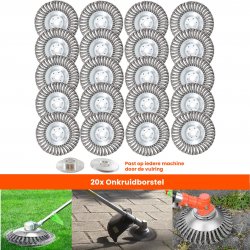 Kibani universele onkruidborstel - 15 cm - per 20 - inclusief vulring - staal - onkruidverwijderaar – bosmaaier - tuingereedschap