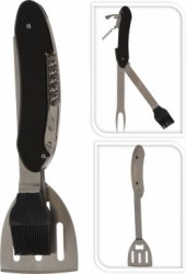Barbecue Multitool RVS zwart - 5-in-1 multi gereedschap - inklapbaar - groot model