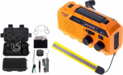 NoodPakket Outdoor Kamperen Survival Overlevingspakket Radio op Batterijen voor Rampen & Survivalkit - Opwindbare Solar Radio - Zaklamp - Oplader - 7-in-1 Multitool - Noodfluitje - Rampenrugzak - Overleven - SOS-Alarm - Noodrantsoen - Powerbank