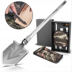 STAHLWERK Multigereedschap - Multifunctioneel Gereedschap - Outdoor Survival Kit - Met Spade, Multifunctioneel Mes, Zaag, Noodhamer en Signaal Fluit