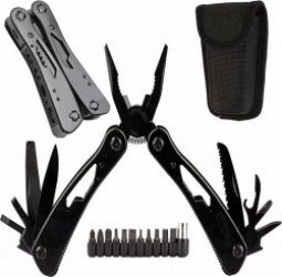 SIEPS Multitool Zakmes - 20-in-1 - Kampeer Zakmessen - Met Draagetui - Knife - Zwart RVS