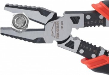 Combinatietang met draadstripper, zijsnijder en crimptang, 210 mm, veerbelast met veiligheidsvergrendeling, 5-in-1 combinatietang voor knippen, crimpen, strippen