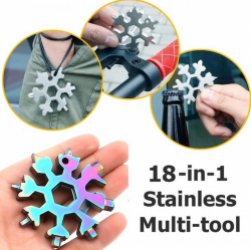 18 in 1 Multipocket Tool I 18 Functies I RVS I Multitool Sleutelhanger I Fietsgereedschap I Sneeuwvlok I Zilver