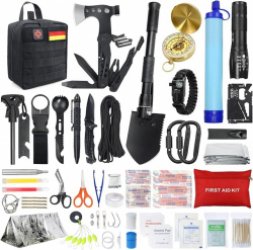 28-in-1 Noodpakket Rampenrugzak – Noodpakket Oorlog – Survival Kit – Survivalsets – EHBO Kit Complete Set Met O.A: 5 Delige Hengelset, Mes, Vuurstarter, Bijl en Survival Armband