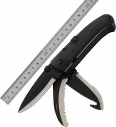 Zakmes - Survival Mes - Multitool - Outdoor Mes - Kampeer Mes - Pocket Knife - Vlijmscherp - Zwart - Stoer - Multifunctioneel - Hunting Knife - Kamperen - 22cm - Cadeau Tip