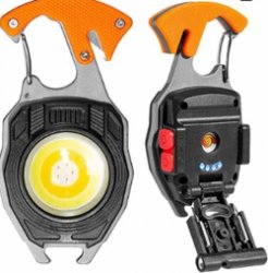 LED Zaklantaarn Sleutelhanger | Multitool | USB oplaadbaar | Mes | Schroevendraaier | Aansteker | Alarmlicht |